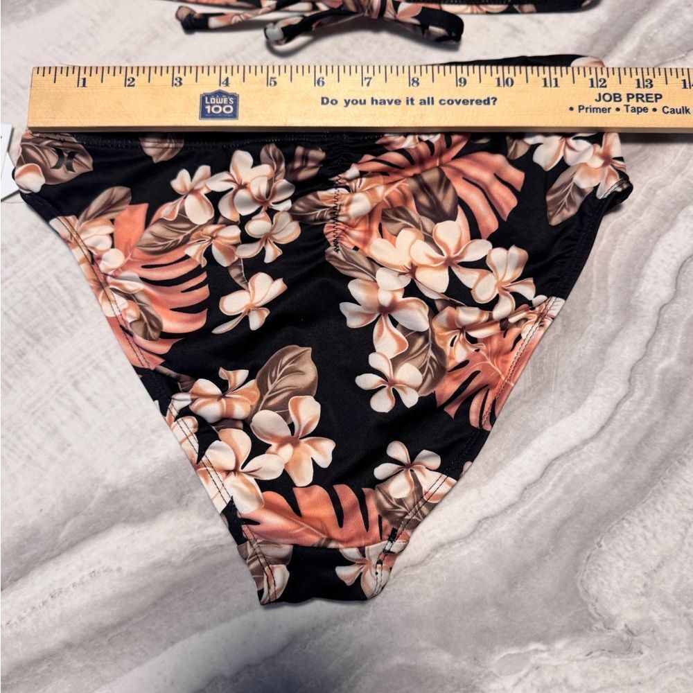 Hurley Women's Tropical Floral Bikini - Black and Tan - Picture 3 of 7